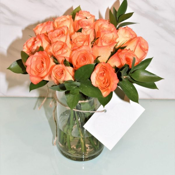 Pure Tangerine Roses table top flowers